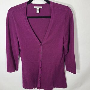 Isaac Mizrahi Live Women's Button front Cardigan size S‎ Purple Casual
